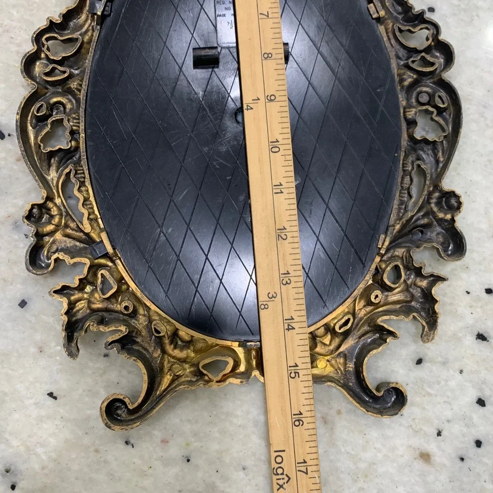 Vintage Marlene Hand Painted Mirror Art Mountain Landscape Gold Ornate Frame 15